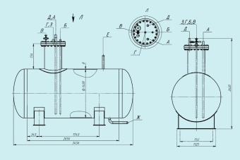 Чертеж Сосуд для хранения СУГ 5 м3